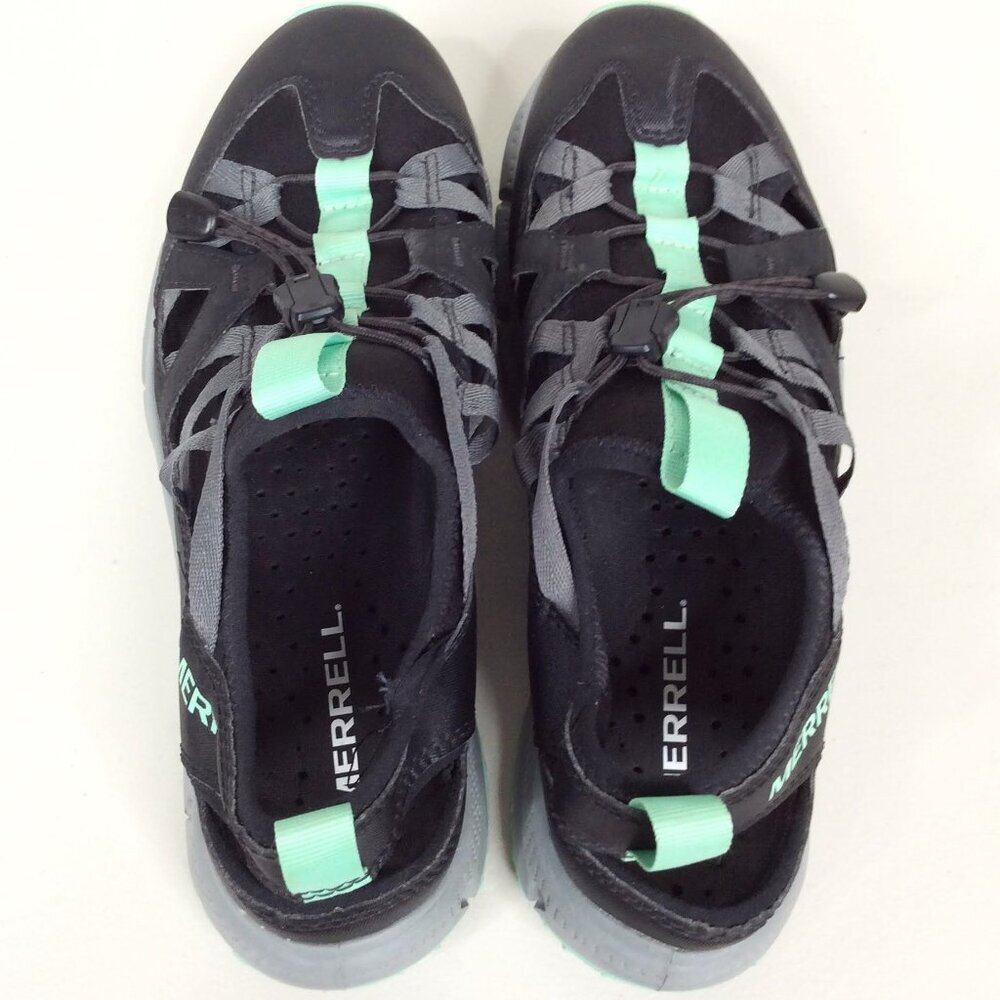 Merrell Hydrotrekker Sport Sandals Women's 9 Black & Mint Bungee Shoes Lace Up - Picture 6 of 10